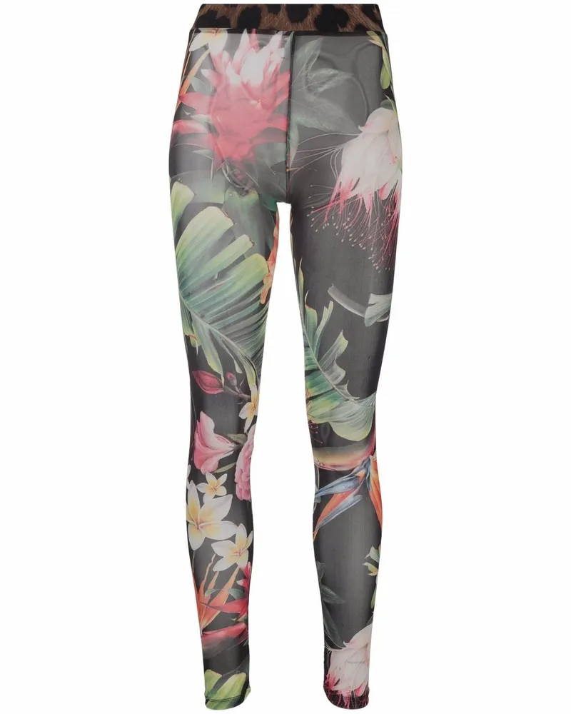Philipp Plein Leggings mit Blumen-Print - Schwarz Schwarz