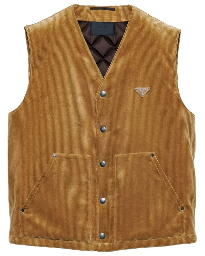 Prada Weste aus Cord - Gelb Gelb