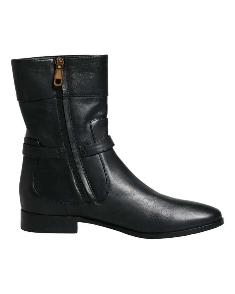 Dolce & Gabbana Knöchelhohe Lederstiefel - Schwarz Schwarz
