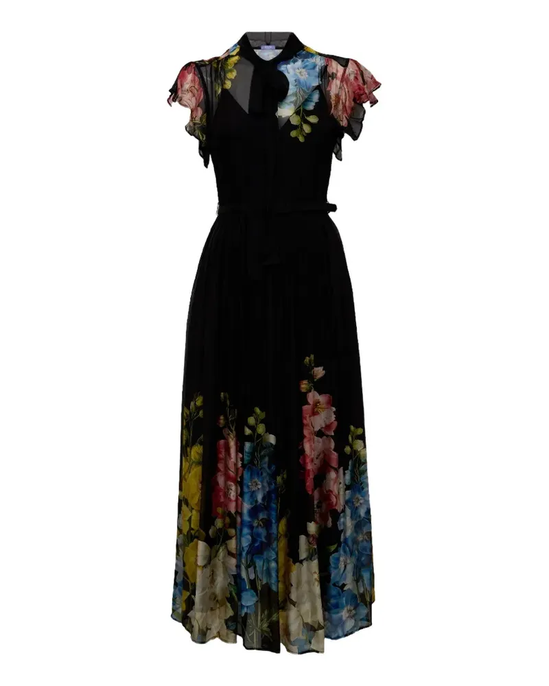 LEO LIN Grace Midikleid mit Blumenprint - Schwarz Schwarz