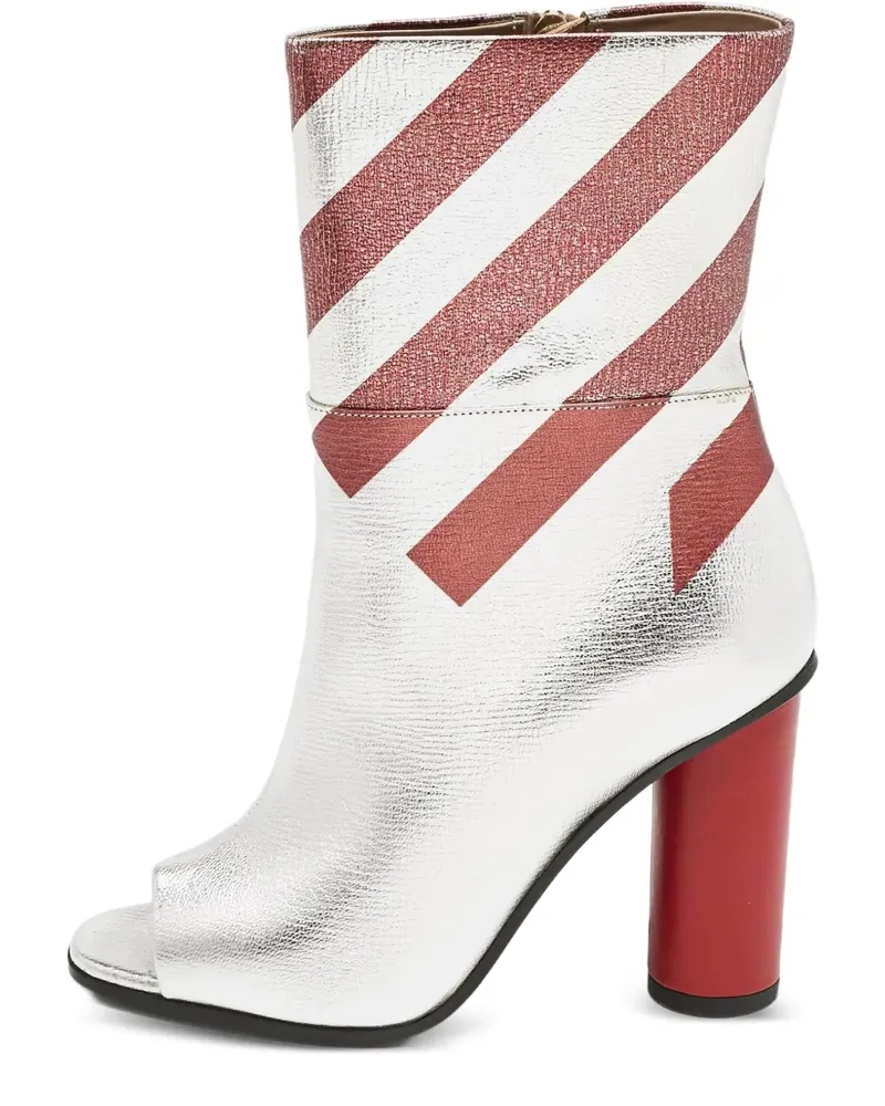 Anya Hindmarch Gestreifte Peeptoe-Stiefeletten 100mm - Grau Grau