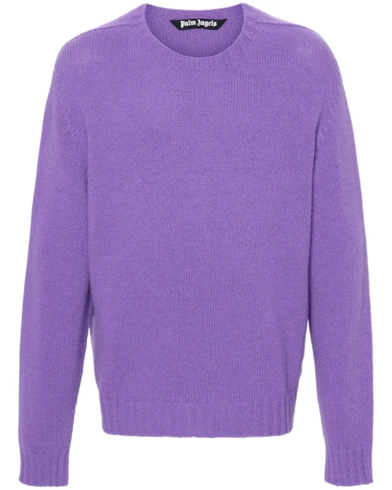Palm Angels Pullover mit Intarsien-Logo - Violett Violett