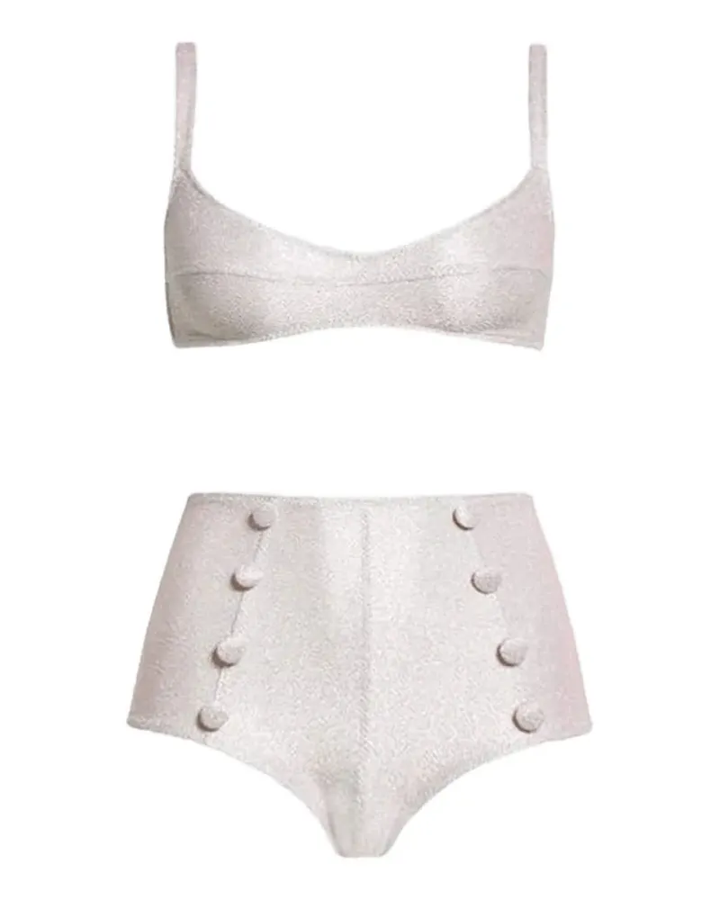 Lisa Marie Fernandez button-detail metallic bikini - Silber Silber