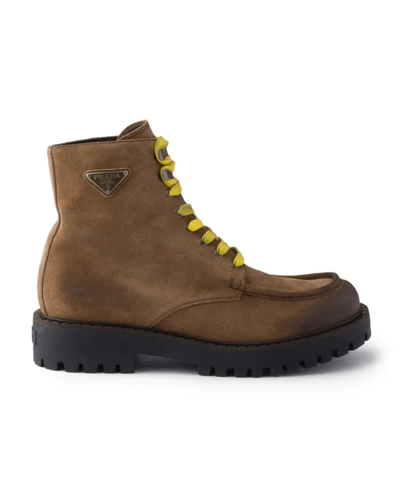 Prada Stiefeletten aus gealtertem Wildleder - Braun Braun