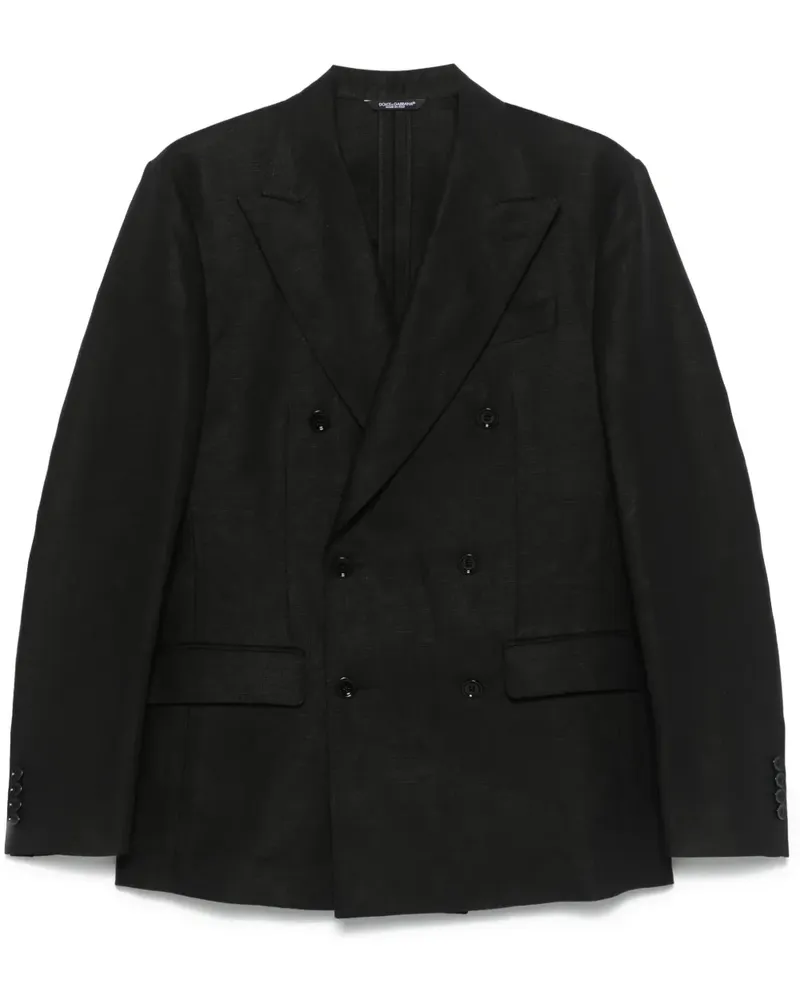 Dolce & Gabbana Doppelreihiges Sakko aus Leinen - Schwarz Schwarz