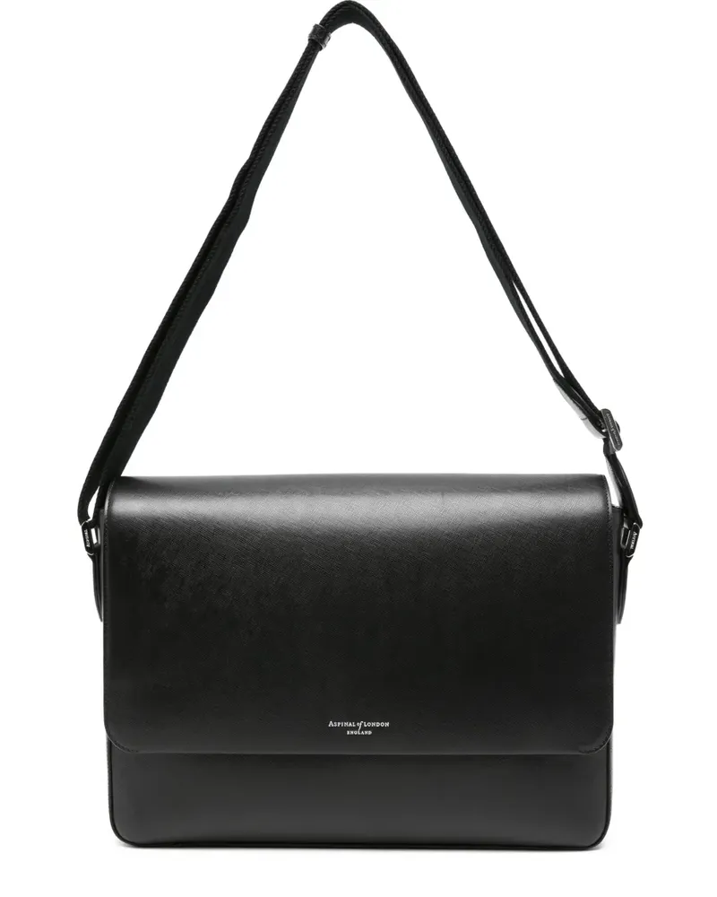Aspinal of London Kuriertasche mit Logo - Schwarz Schwarz