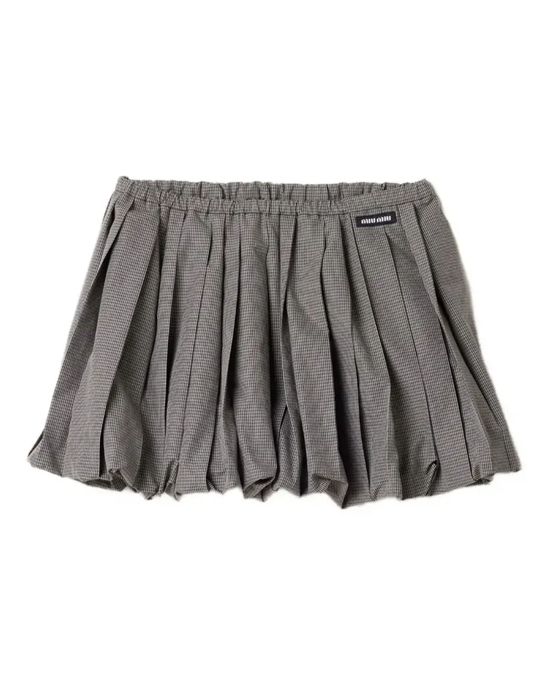 Miu Miu Gingham-Karorock mit Falten - Grau Grau