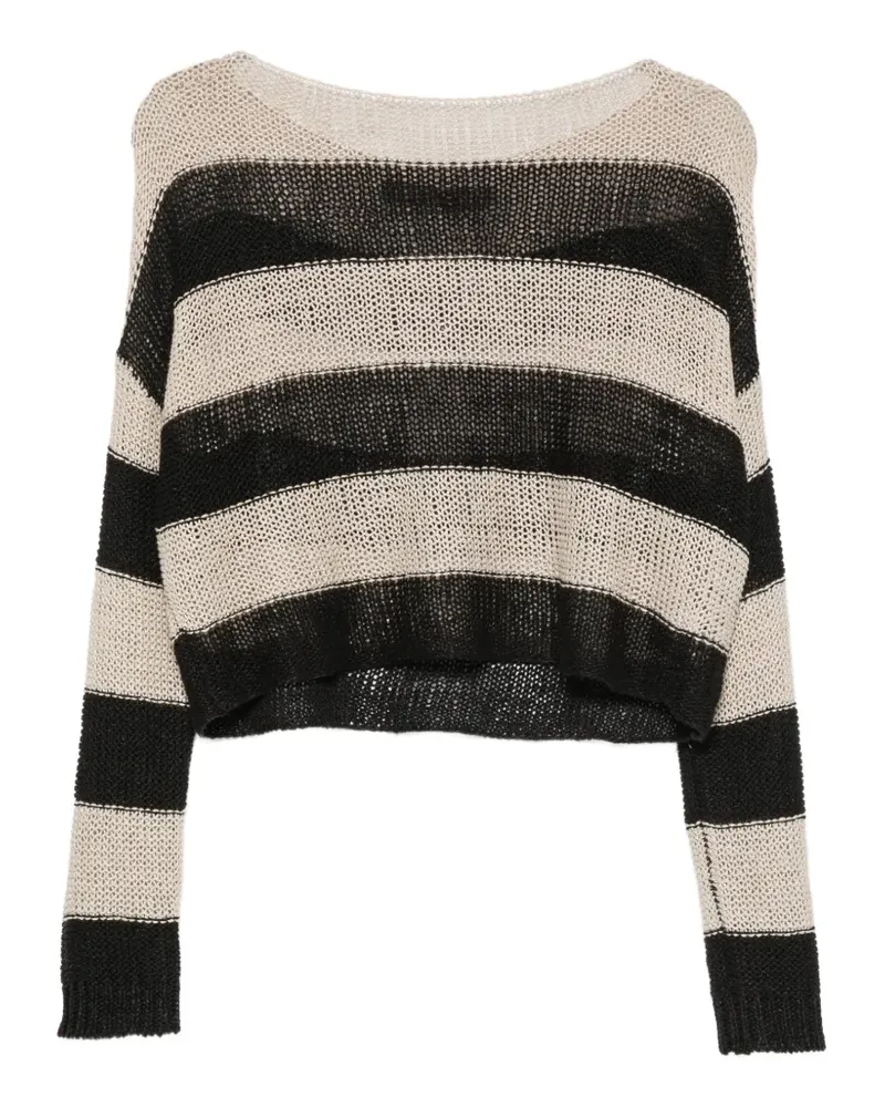 Enza Costa stripe-pattern bateau-neck sweater - Schwarz Schwarz