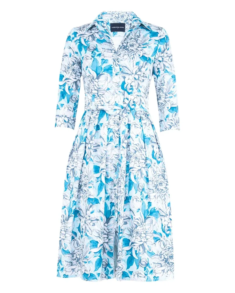 Samantha Sung Hemdkleid mit Blumen-Print - Blau Blau