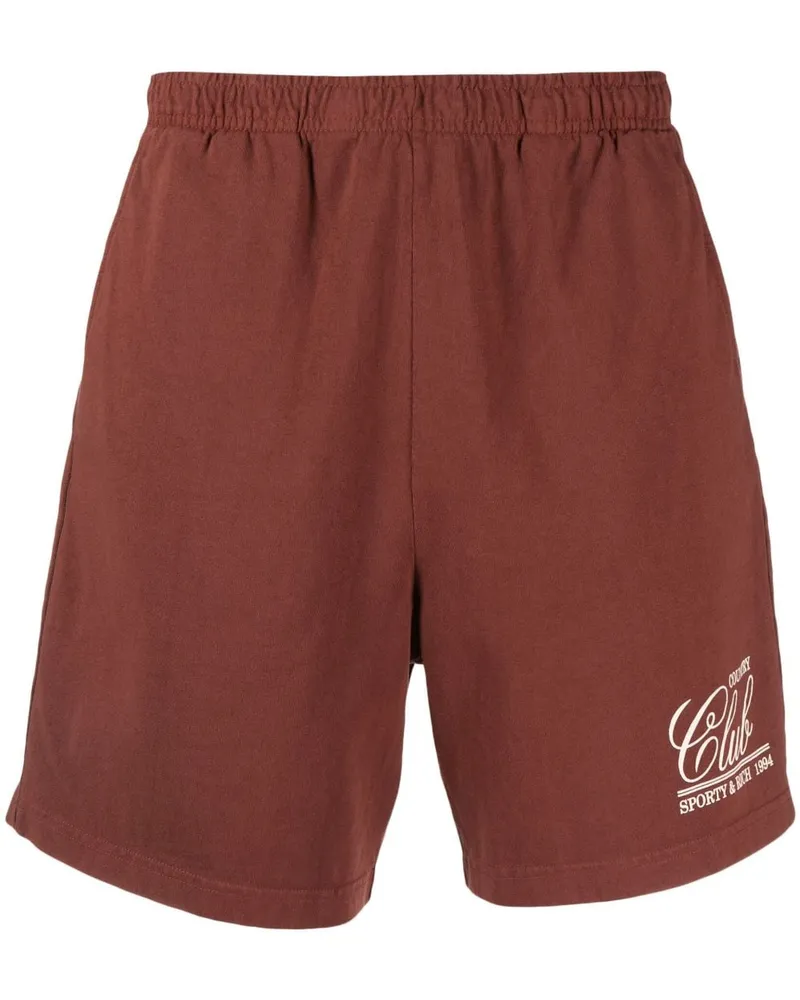 SPORTY & RICH Bermudas mit Logo-Print - Braun Braun