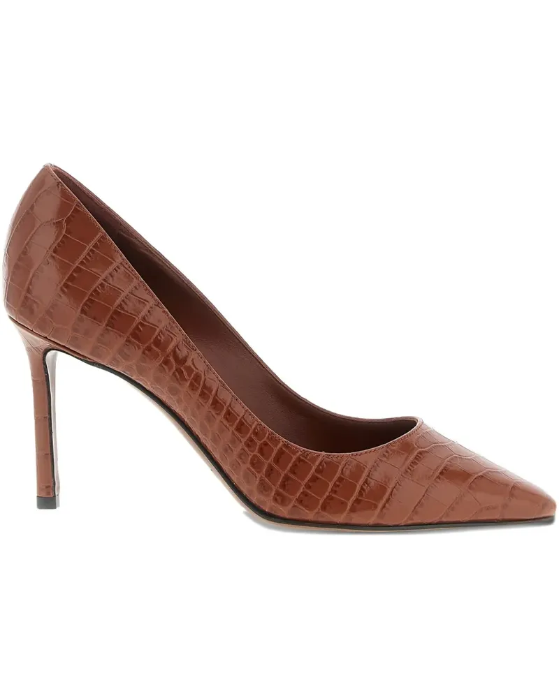 Jimmy Choo Spitze Romy Pumps mit Kroko-Effekt 85mm - Braun Braun