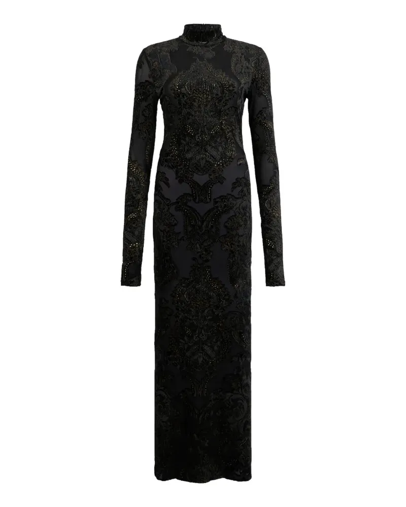 Roberto Cavalli ornamental-print mock-neck dress - Schwarz Schwarz