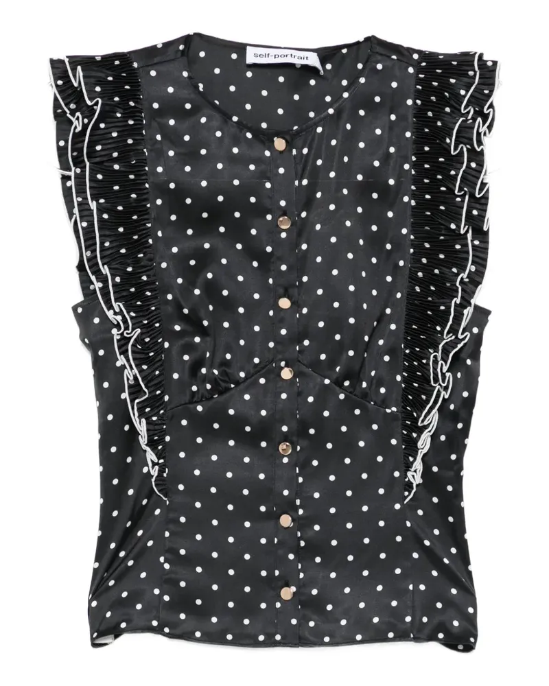 Self-Portrait ruffled polka-dot top - Schwarz Schwarz