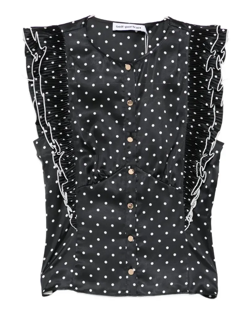 Self-Portrait ruffled polka-dot top - Schwarz Schwarz
