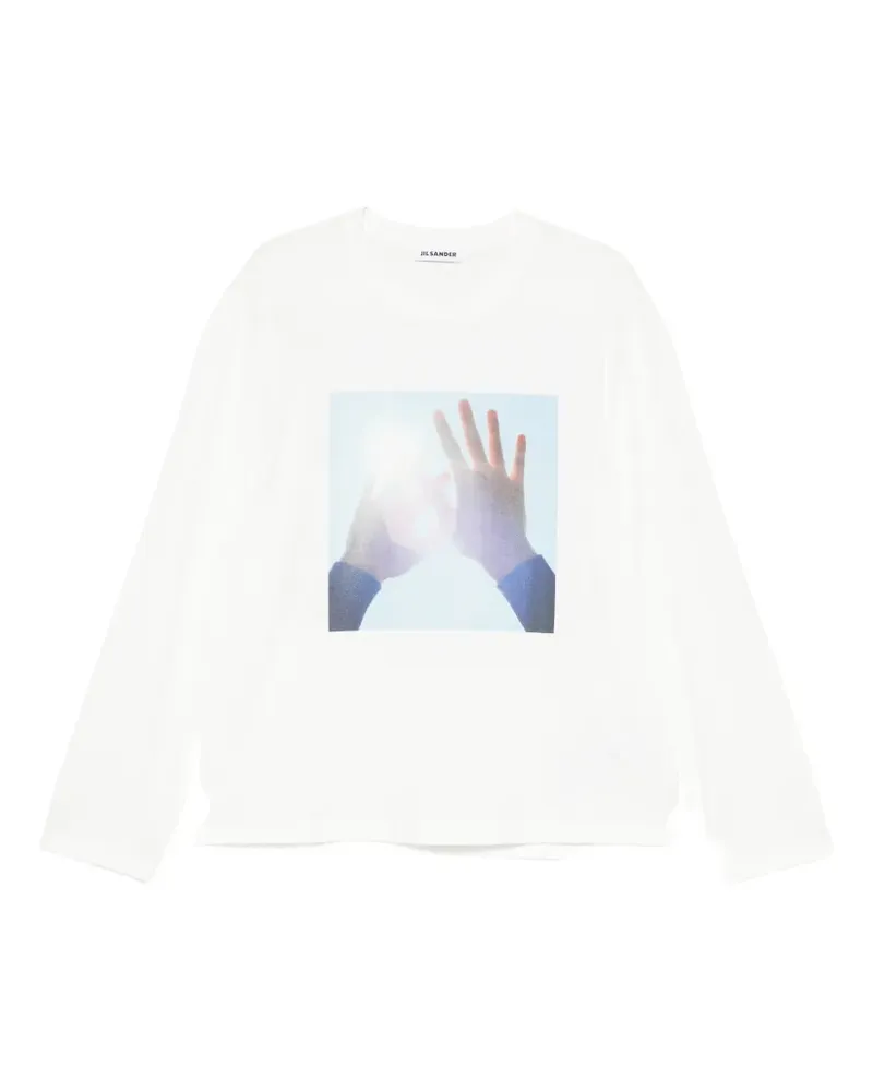 Jil Sander Langarmshirt mit Foto-Print - Weiß Weiß