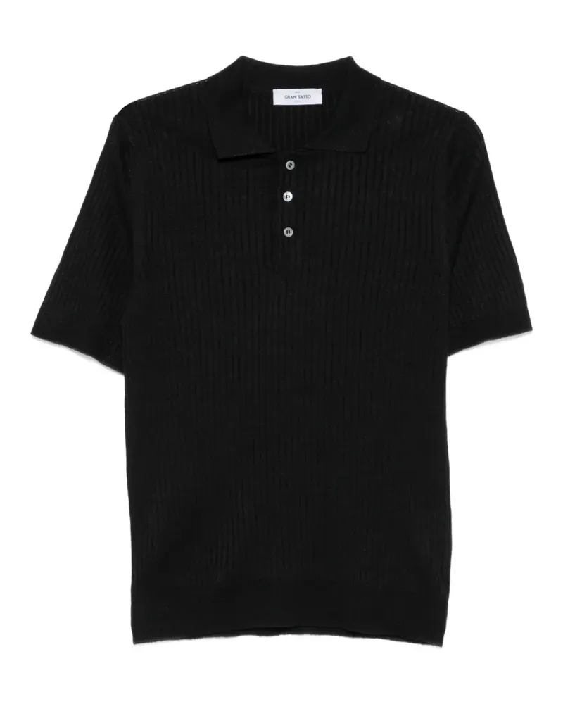 Gran Sasso ribbed-knit short-sleeve polo shirt - Schwarz Schwarz