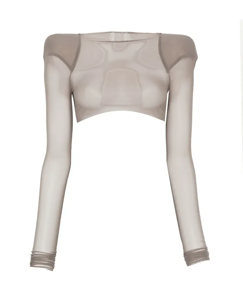 Rick Owens Helm structured-shoulder crop top - Grau Grau