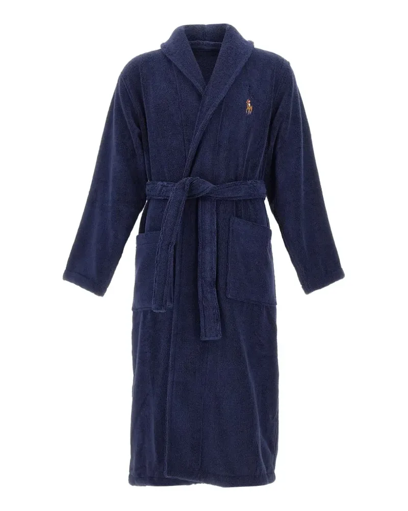Ralph Lauren embroidered-logo kimono-style bathrobe - Blau Blau