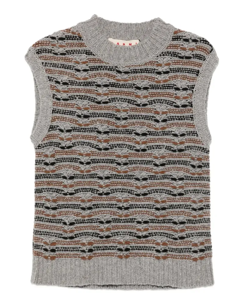 Marni Ärmelloser gemusterter Pullover - Grau Grau