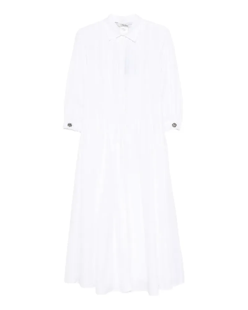 Max Mara Madagio Kleid mit ausgestellter Taille - Weiß Weiß