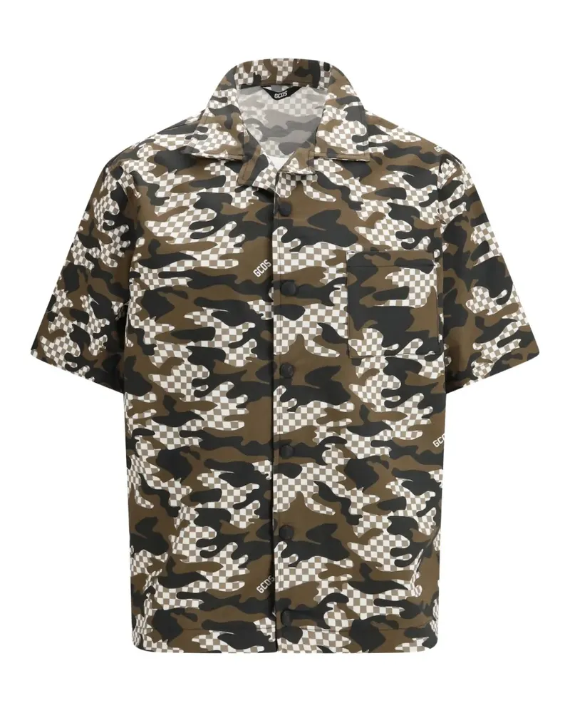 GCDS check camouflage shirt - Braun Braun