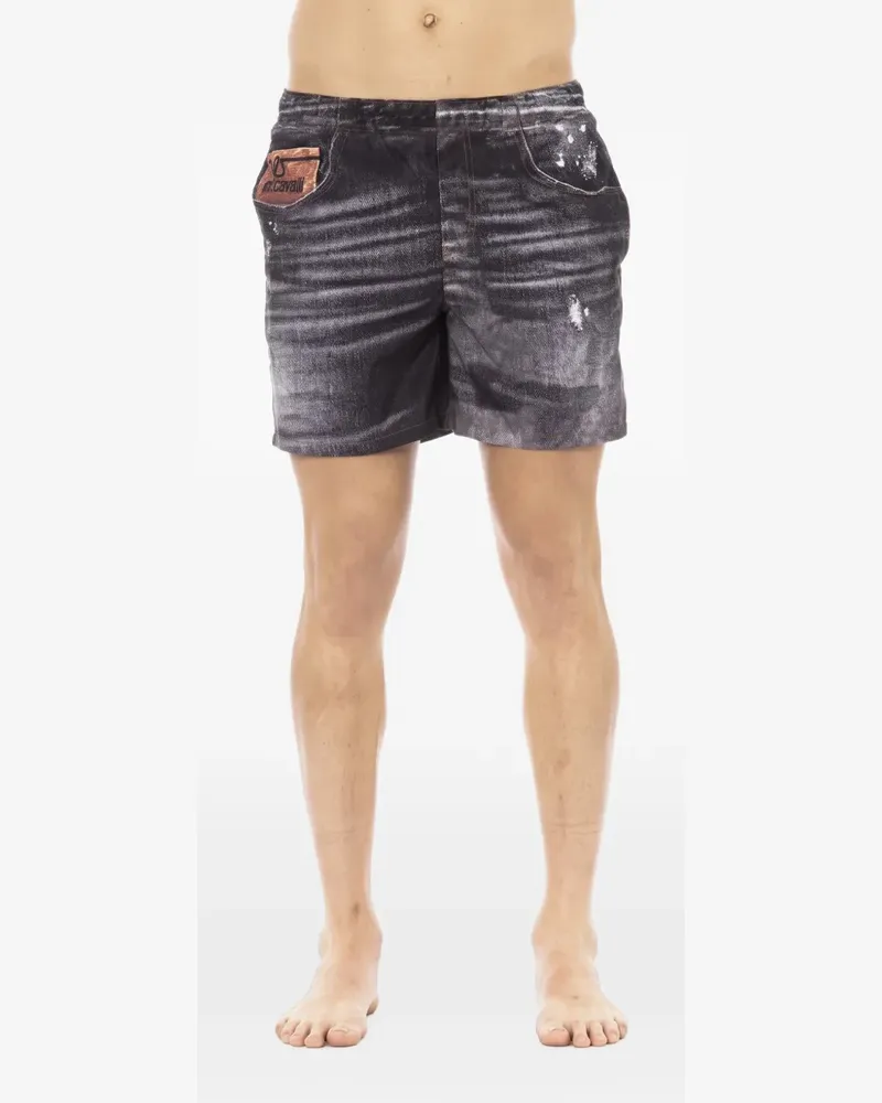 Just Cavalli denim-print swim shorts - Grau Grau