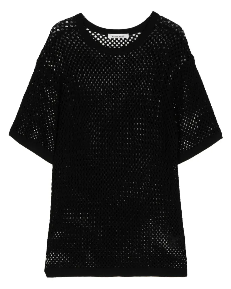 Wood Wood Gestricktes T-Shirt - Schwarz Schwarz