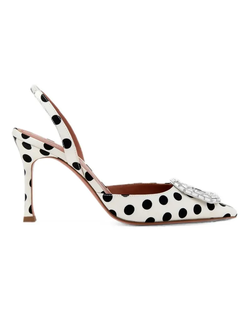Amina Muaddi Camelia polka-dot crystal-embellished pumps - Weiß Weiß