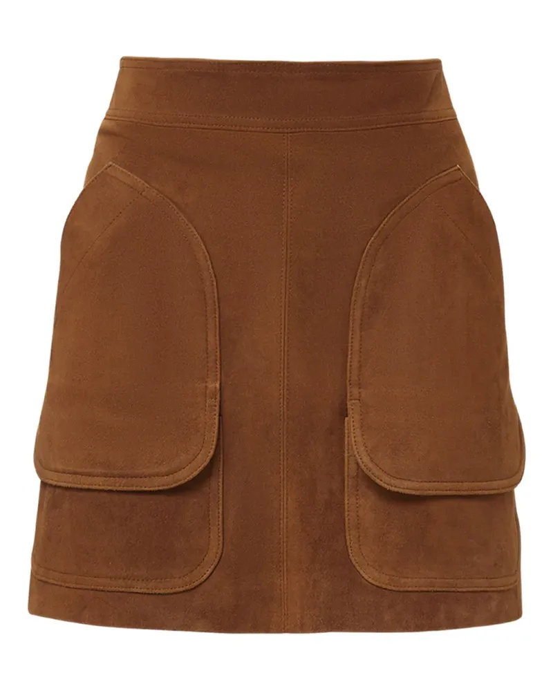 Veronica Beard Norwood Minirock aus Wildleder mit Taschendetail - Braun Braun