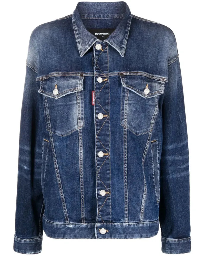 Dsquared2 Jeansjacke im Distressed-Look - Blau Blau