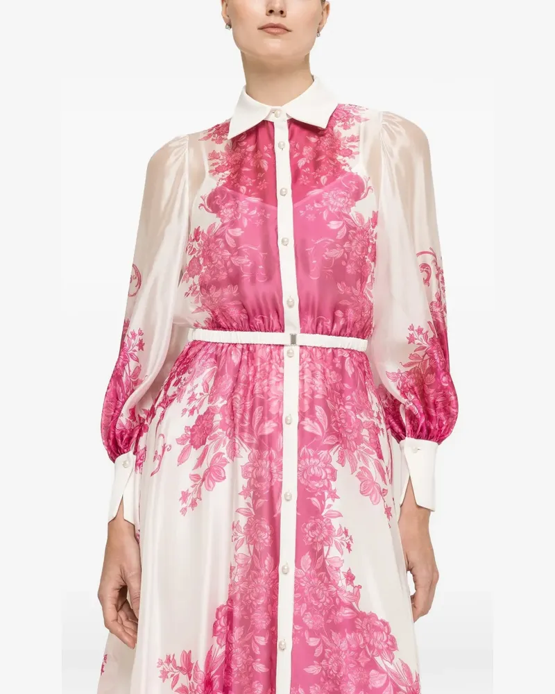 NISSA Midikleid aus Organza mit Print - Weiß Weiß