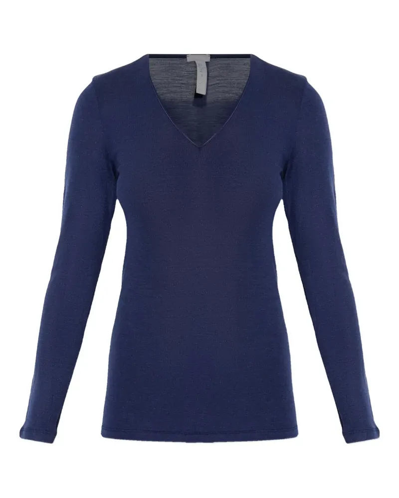 Hanro V-neck long-sleeve top - Blau Blau
