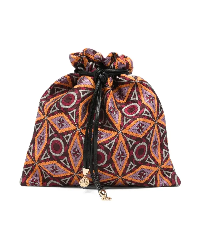 La DoubleJ diamond-jacquard clutch bag - Rot Rot