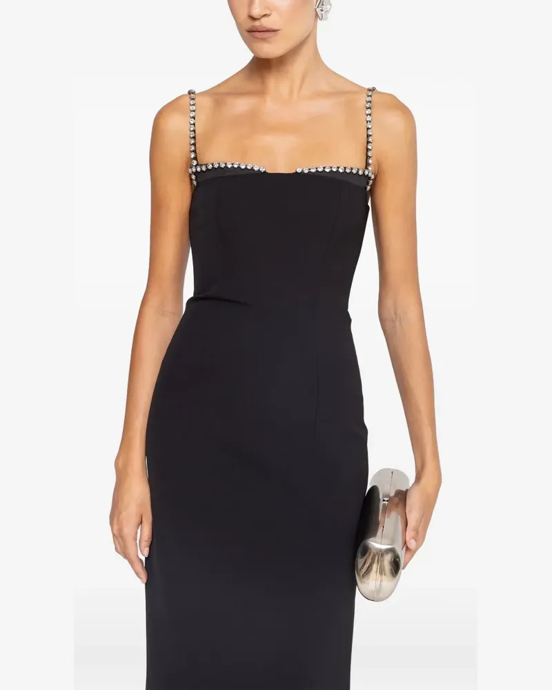 NISSA Seiden-Midikleid mit Kristallen - Schwarz Schwarz