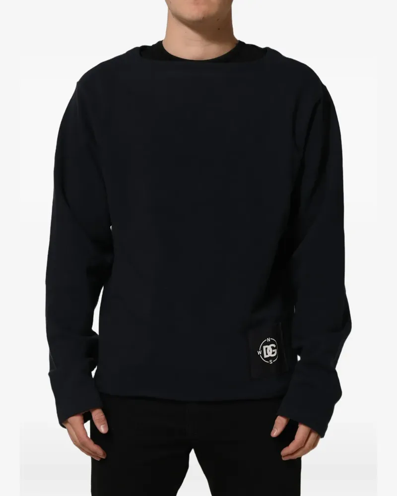 Dolce & Gabbana logo-patch boat-neck sweater - Blau Blau