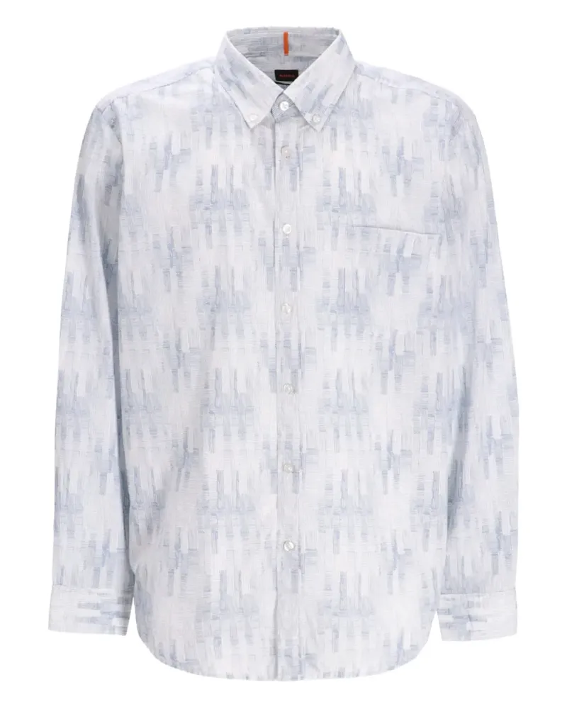HUGO BOSS Hemd mit abstraktem Print - Weiß Weiß