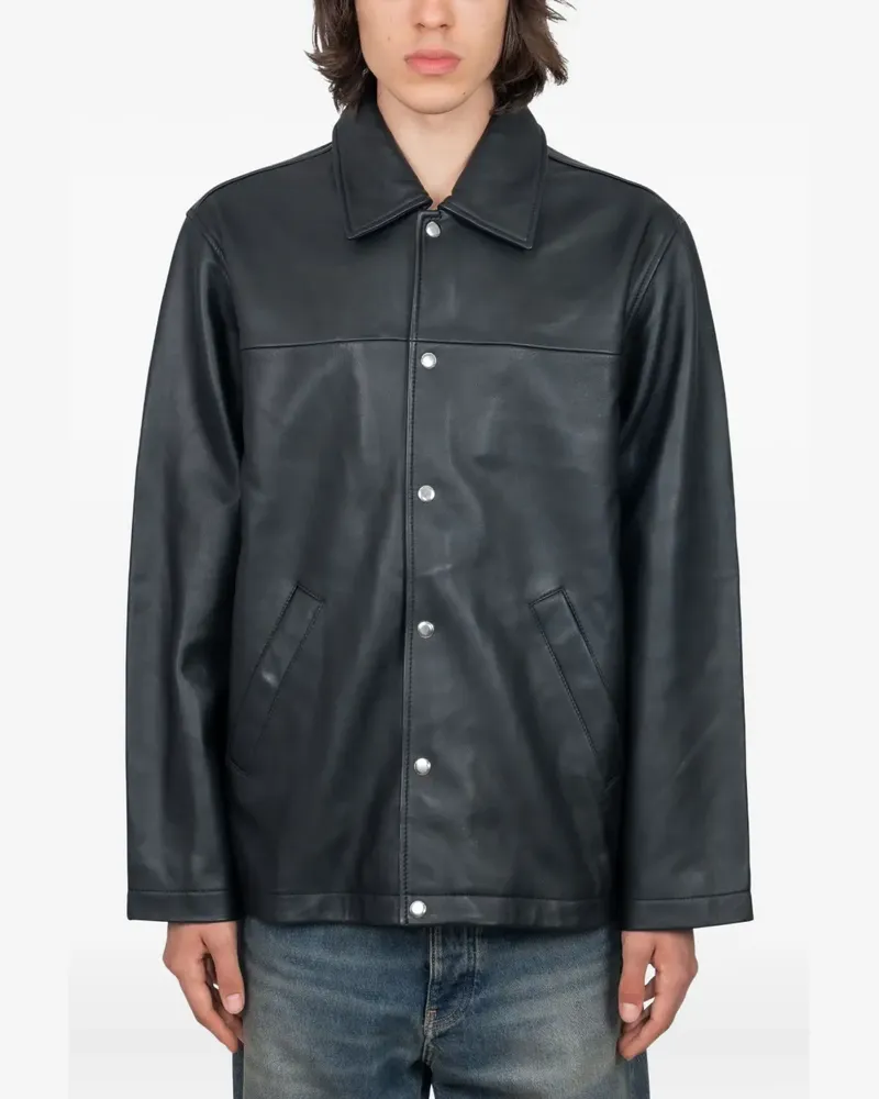 Sunflower snap-fastening leather jacket - Black Black