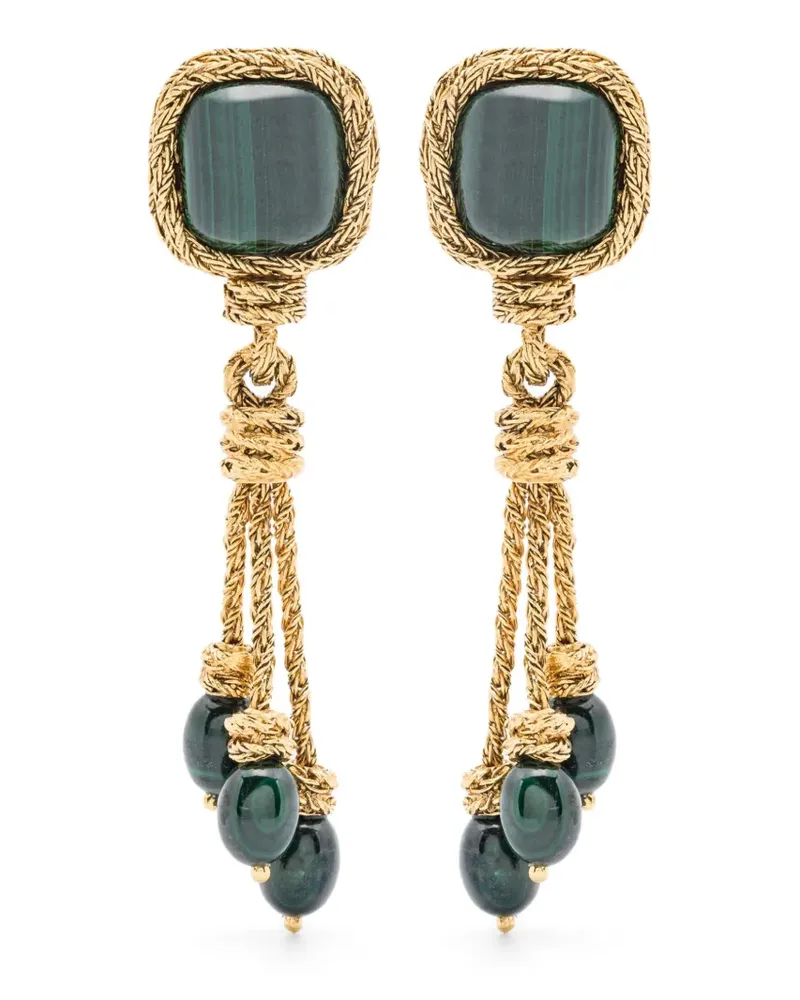 Aurélie Bidermann Miki Malachite clip-on earrings - Gold Gold
