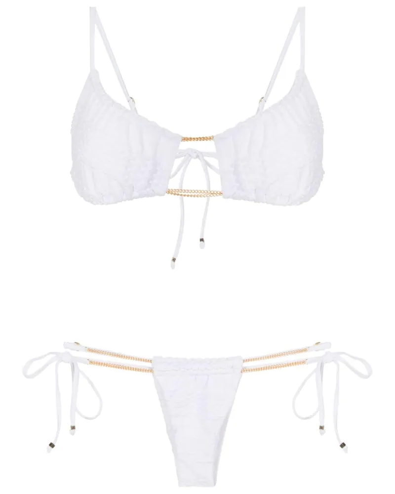 Amir Slama Texturierter Bikini - Weiß Weiß