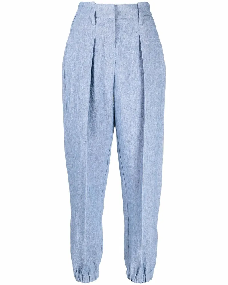 Brunello Cucinelli Leinenhose mit Umschlag - Blau Blau