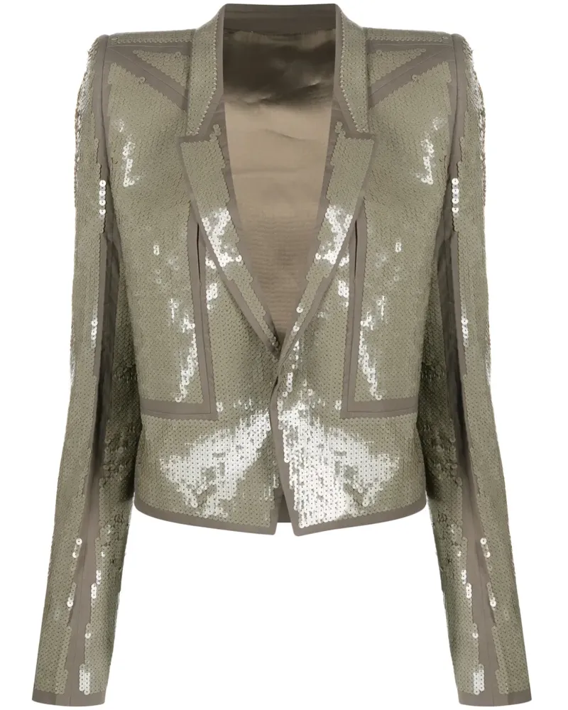 Rick Owens Cropped-Tweed-Jacke mit Pailletten - Braun Braun