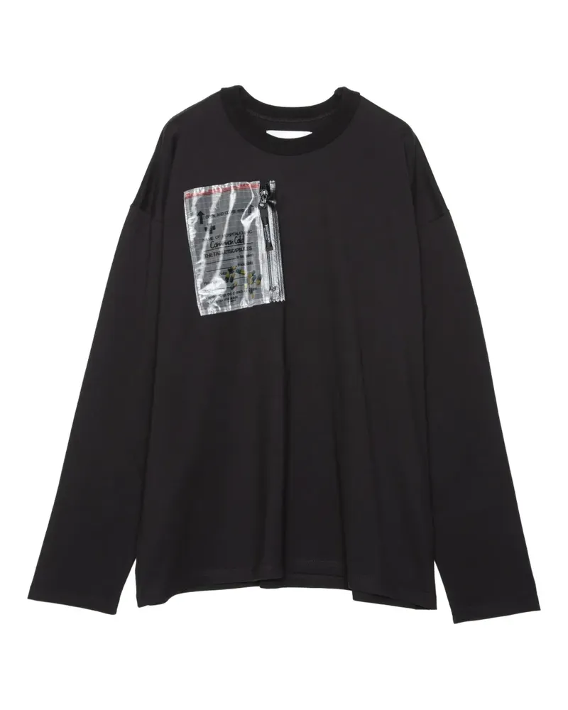 Yoshio Kubo Langarmshirt mit Reißverschlusstasche - Schwarz Schwarz