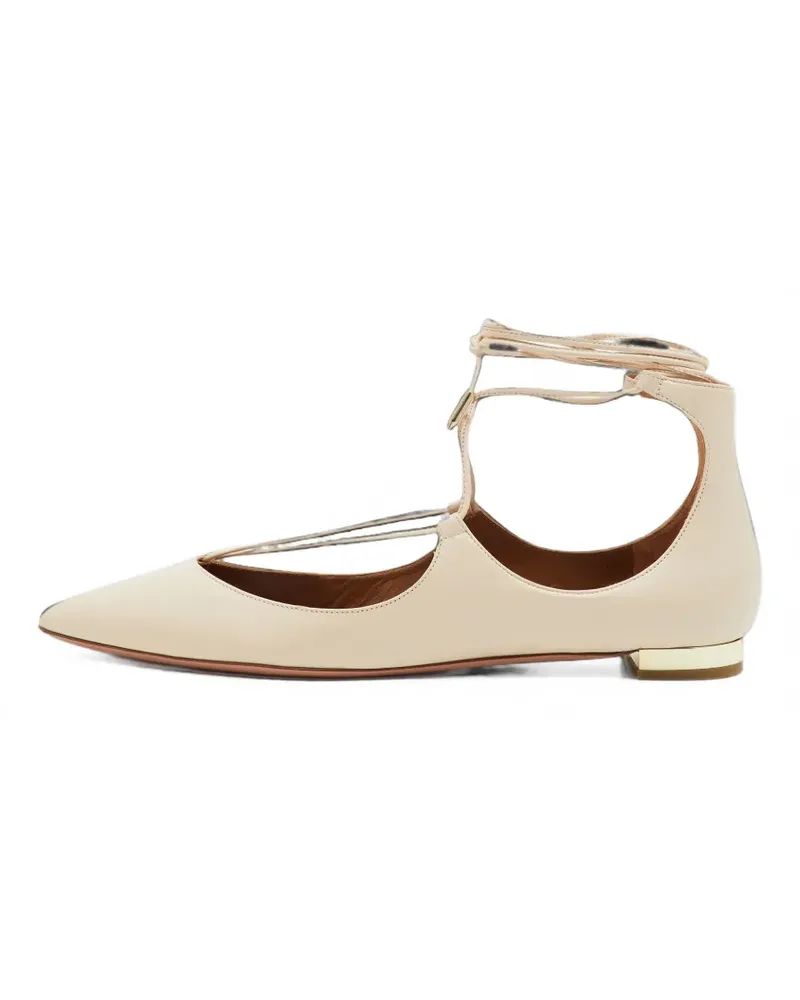 Aquazzura Christy Ballerinas mit Knöchelriemen - Nude Nude