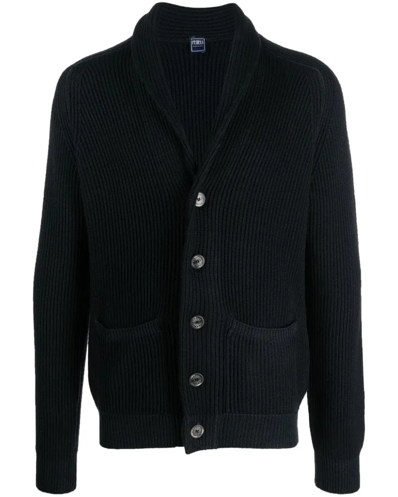 Fedeli Gerippter Cardigan aus Merinowolle - Schwarz Schwarz