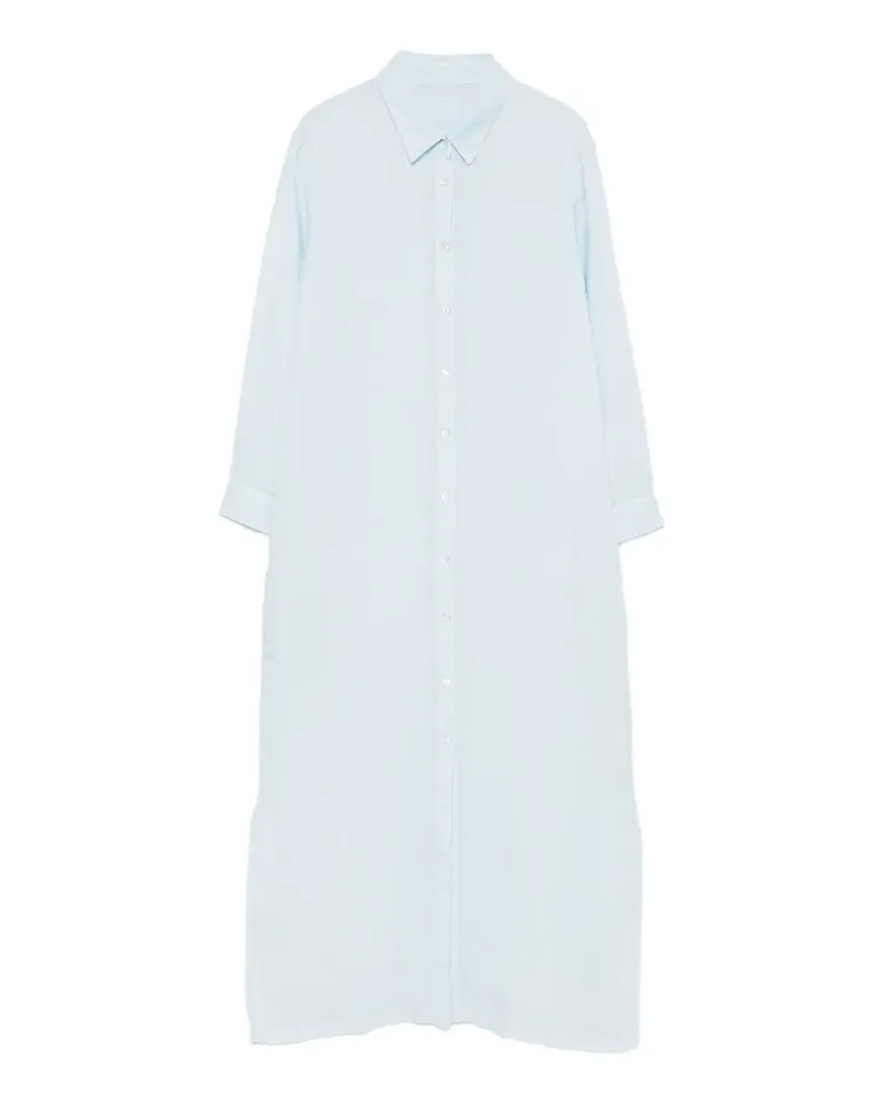 120% Lino long-line button-up maxi dress - Blau Blau