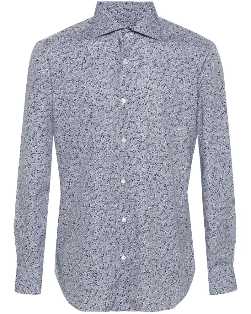 BARBA Hemd mit Blumen-Print - Schwarz Schwarz