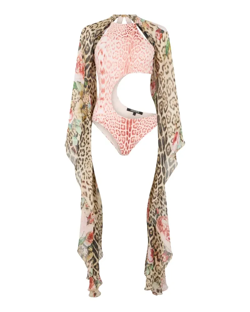 Roberto Cavalli leopard-print cut-out swimsuit - Rosa Rosa
