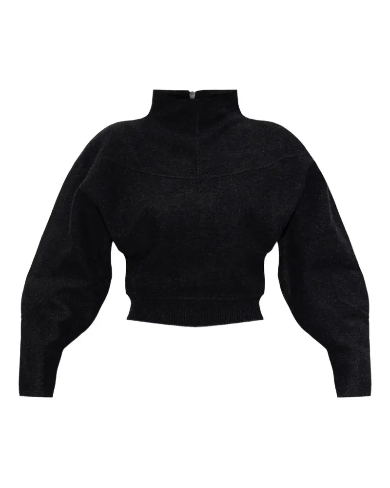 Max Mara cropped wool and cashmere jersey sweatshirt - dark grey - Grau Grau