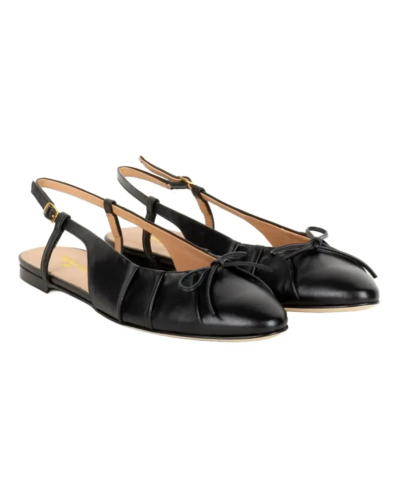 Status bow-detail pleated mules - Schwarz Schwarz