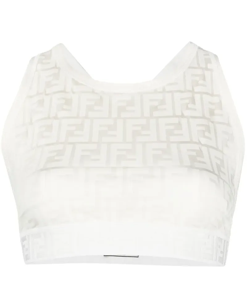 Fendi Cropped-Top mit Monogramm - Weiß Weiß
